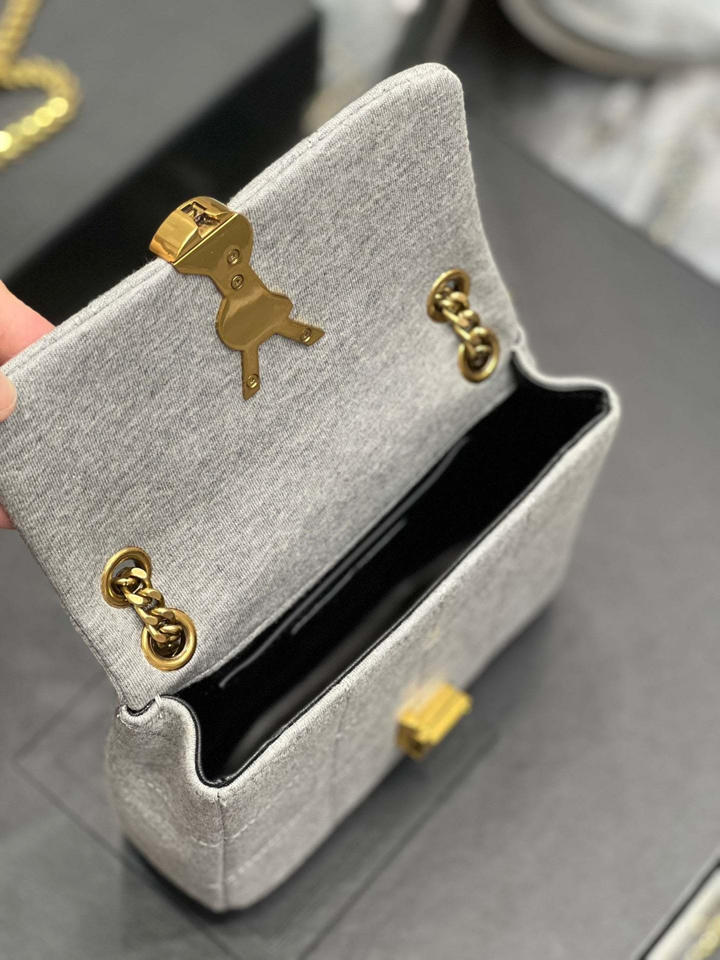 YSSL Jamie Mini Chain Bag Grey For Women, Women’s Bags 6.9in/17.5cm YSL 6981622F9271407