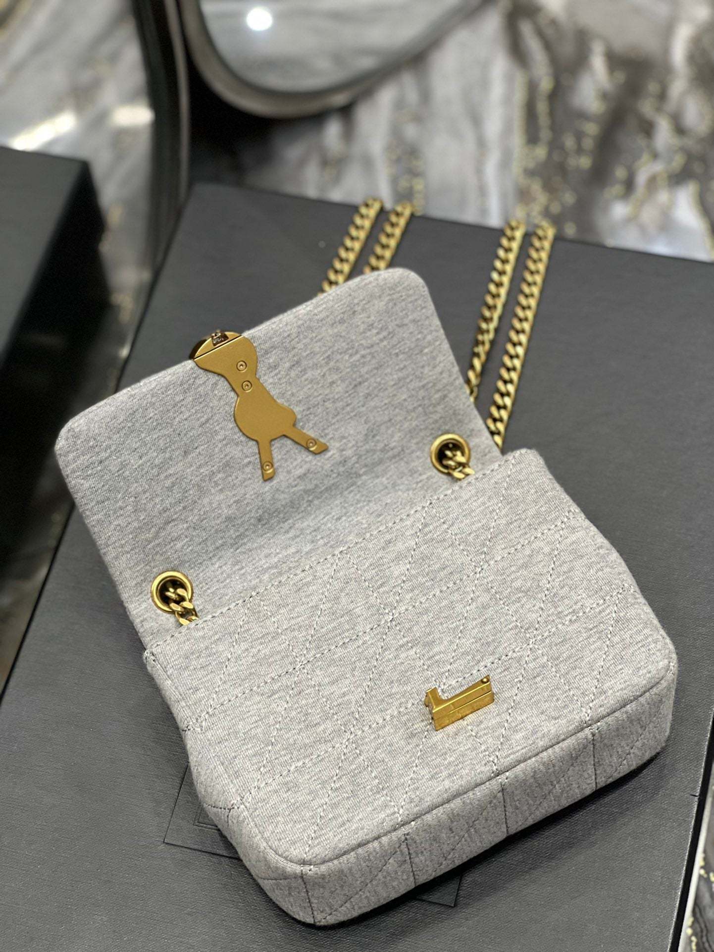 YSSL Jamie Mini Chain Bag Grey For Women, Women’s Bags 6.9in/17.5cm YSL 6981622F9271407