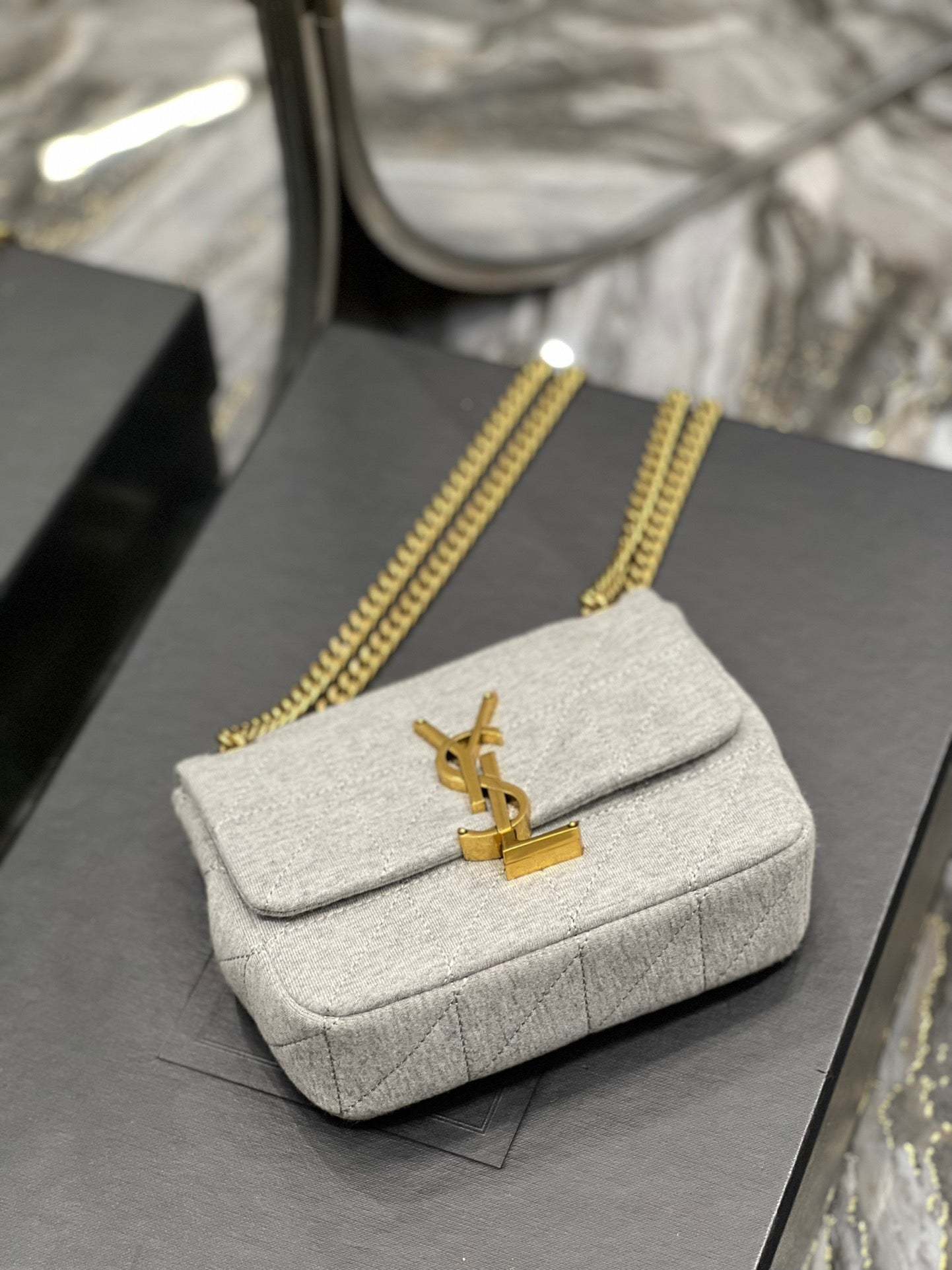 YSSL Jamie Mini Chain Bag Grey For Women, Women’s Bags 6.9in/17.5cm YSL 6981622F9271407