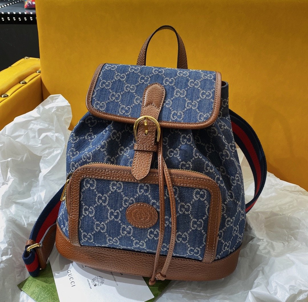gg Backpack With Interlocking G Blue For Women, Women’s Bags 11.8in/30cm gg