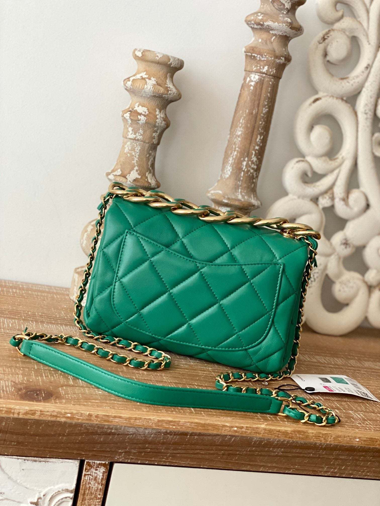 CHL Classic Diamond Flap Bag Green For Women, Women’s Bags 9.1in/23cm