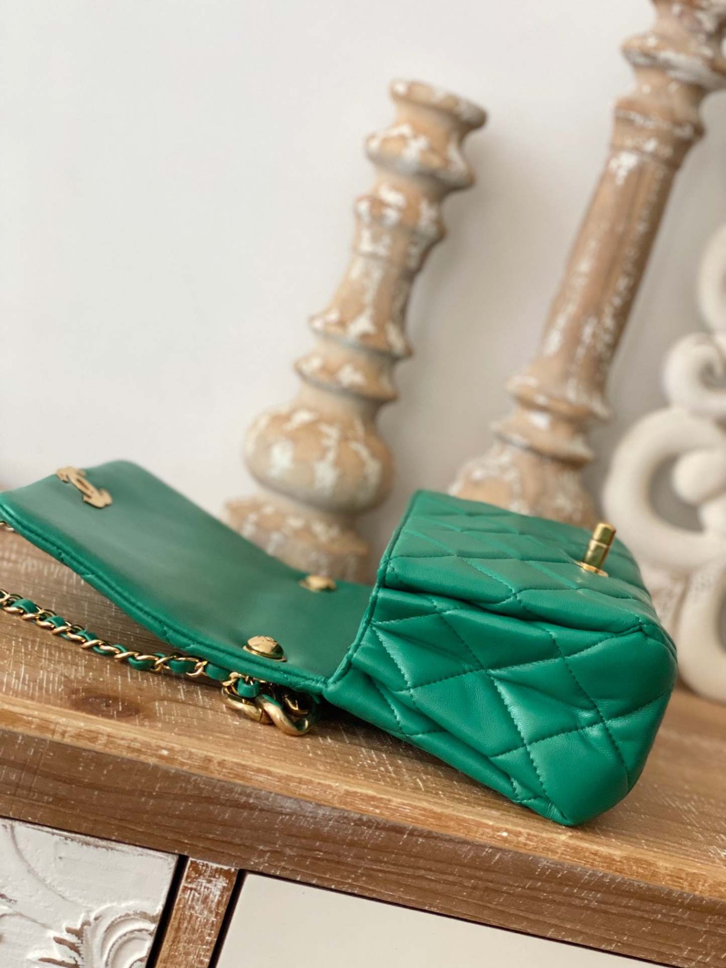 CHL Classic Diamond Flap Bag Green For Women, Women’s Bags 9.1in/23cm