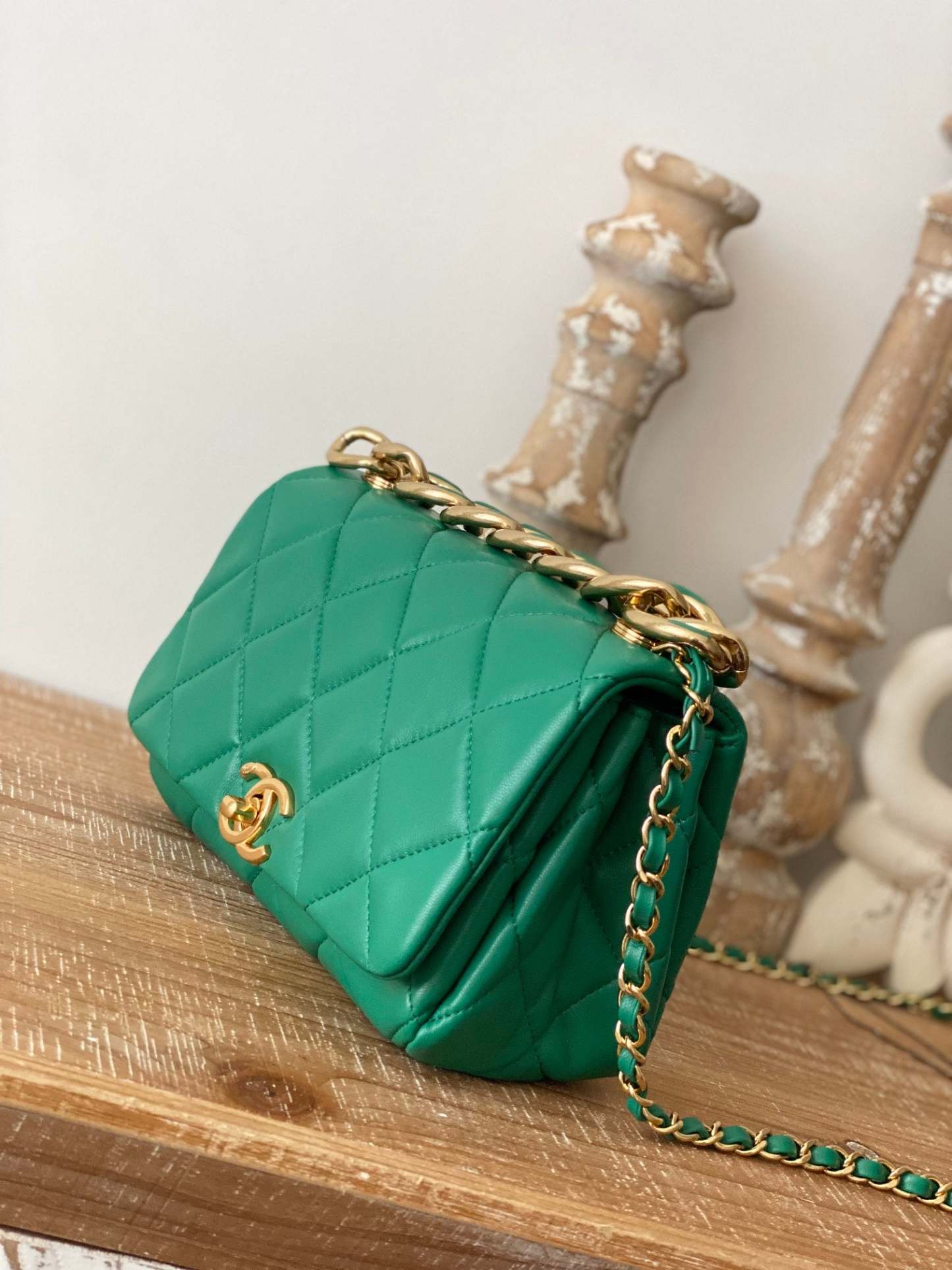 CHL Classic Diamond Flap Bag Green For Women, Women’s Bags 9.1in/23cm