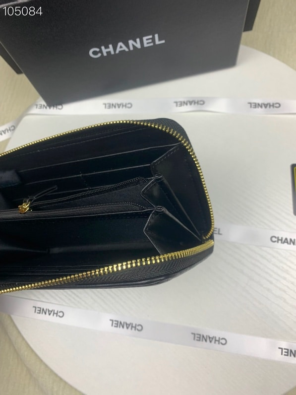 CHL BOY LONG ZIPPED WALLET WITH GOLD HARDWARE BLACK 19.4CM
