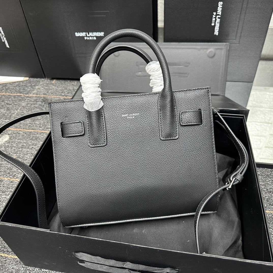 YSL SAC DE JOUR BABY IN GRAINED LEATHER BLACK 26CM