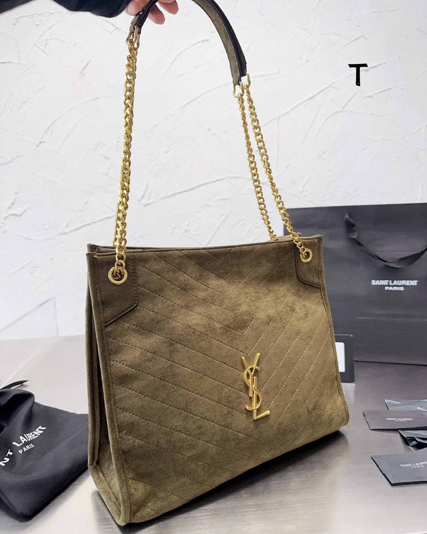 YSL MEDIUM NIKI SHOPPING BAG GREEN 33CM