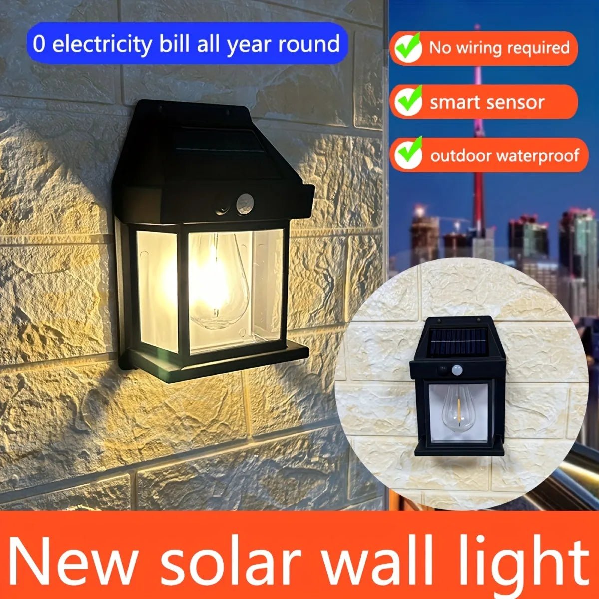 2024 New Outdoor Solar Smart Sensor Waterproof Tungsten Filament Lights