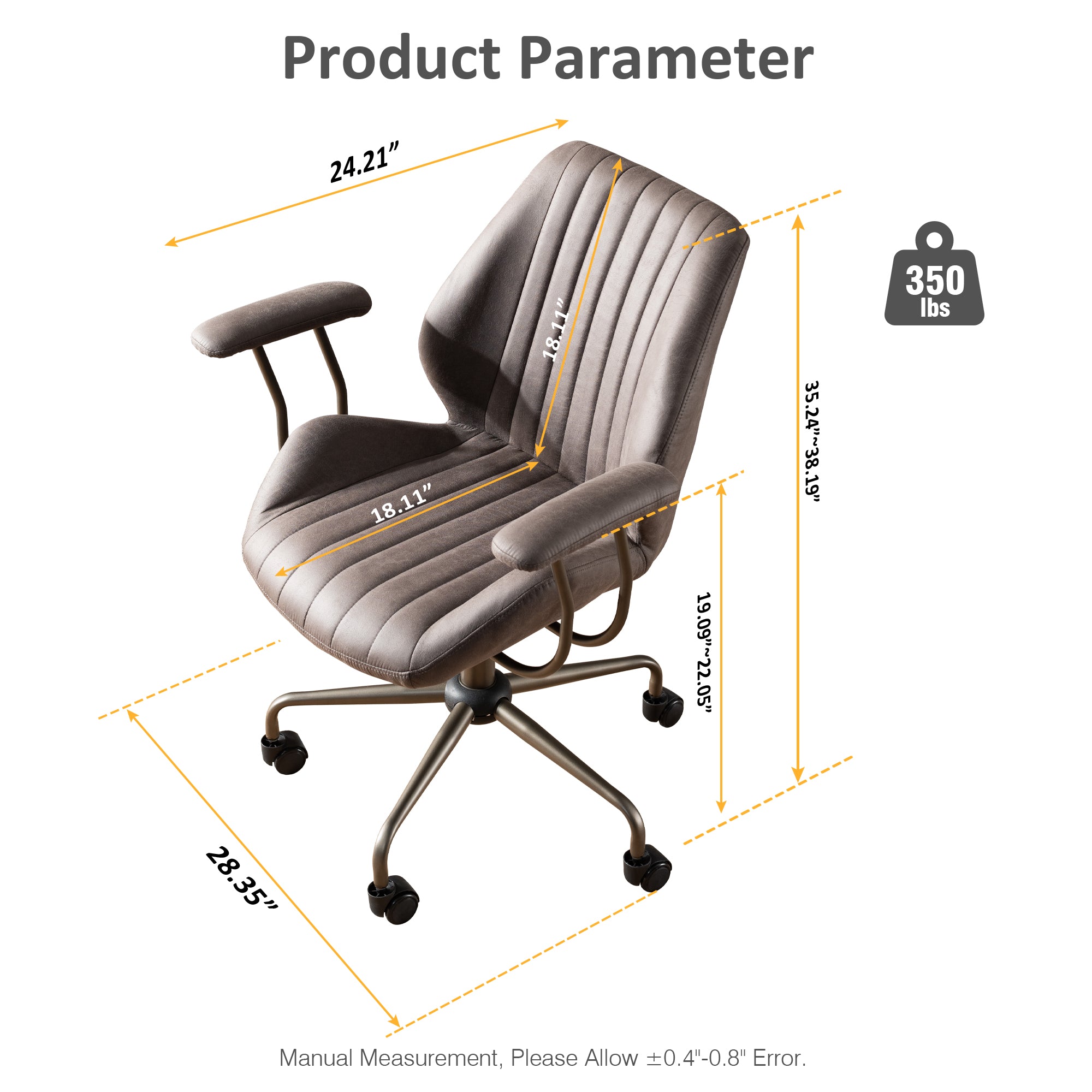 Office Chair Suede Fabric for Executive and Home Office Ergonomic Chai