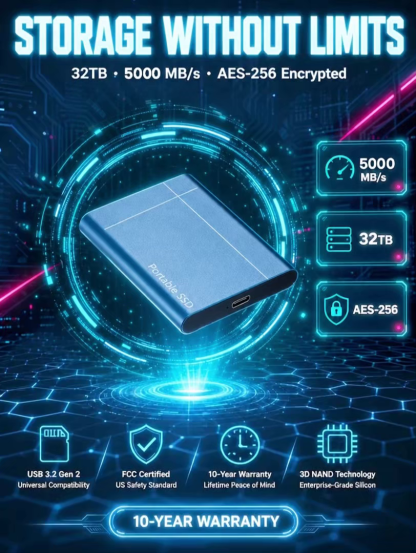  I stopped paying that garbage and switched to this 32TB Portable High-Speed SSD. It pays for itself in less than two months, and you own it FOREVER. No setup. No subscriptions. Just plug and play.