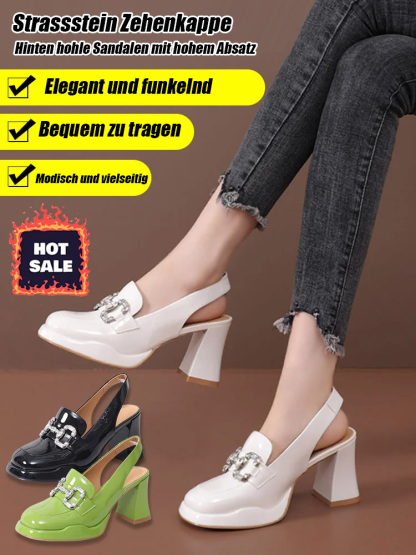 Rhinestone Baotou Zurück Hollow Hochhackige Sandalen