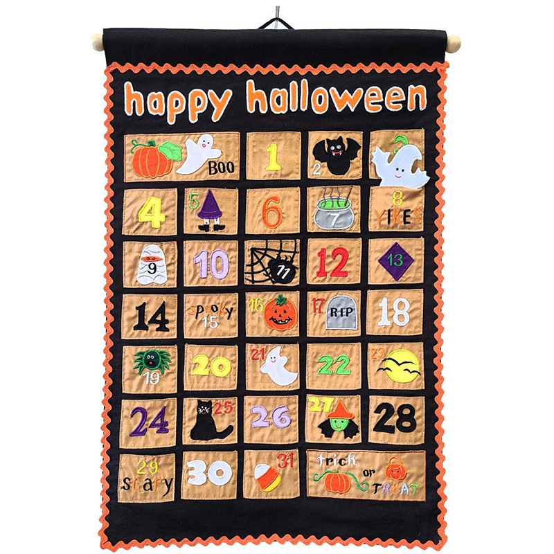 Halloween Countdown Advent Calendar Wall Hanging Fabric Décor