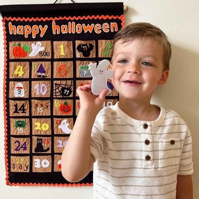 Halloween Countdown Advent Calendar Wall Hanging Fabric Décor