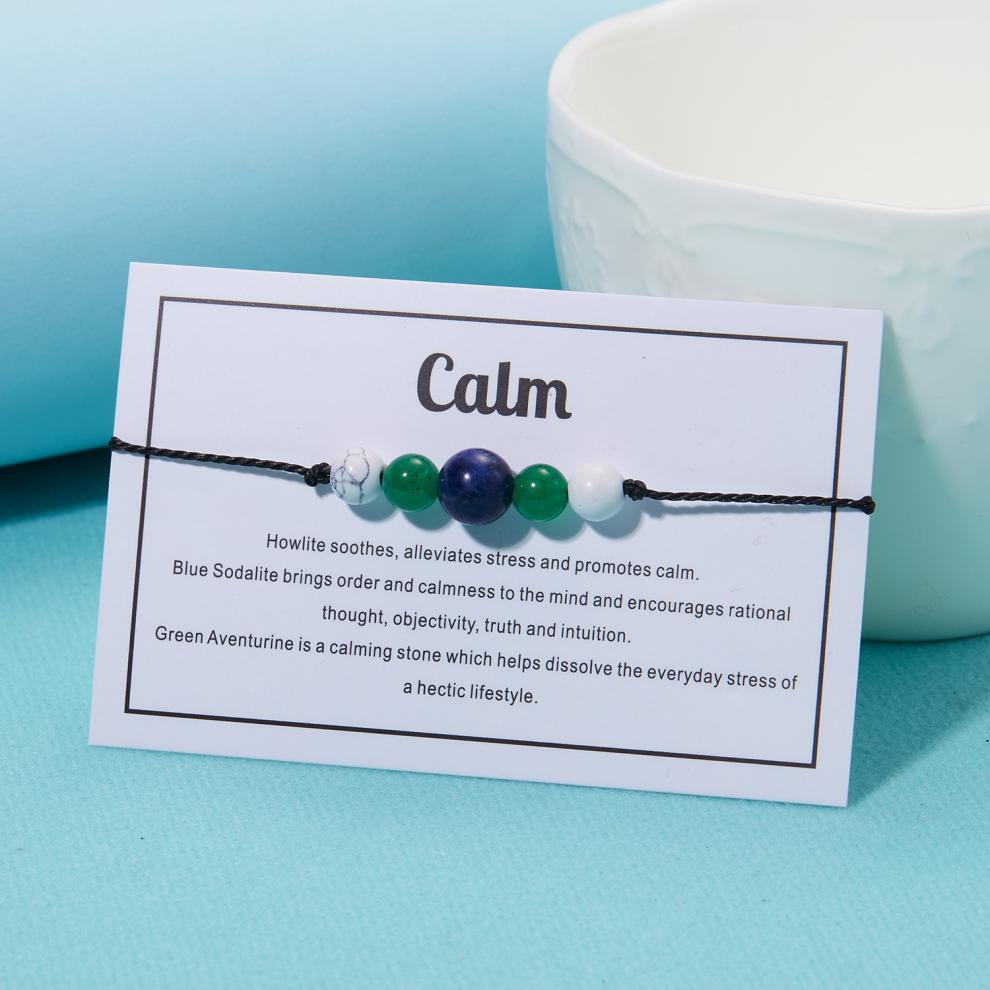 Spiritual Anxiety Reiki Beads Bracelets with Meaning Card