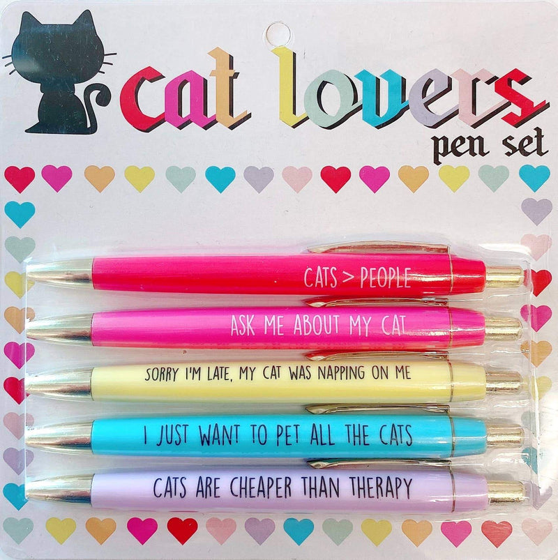 Funny Cat&Dog Lovers Ballpoint Pens (Set of 5 black ink pens.)