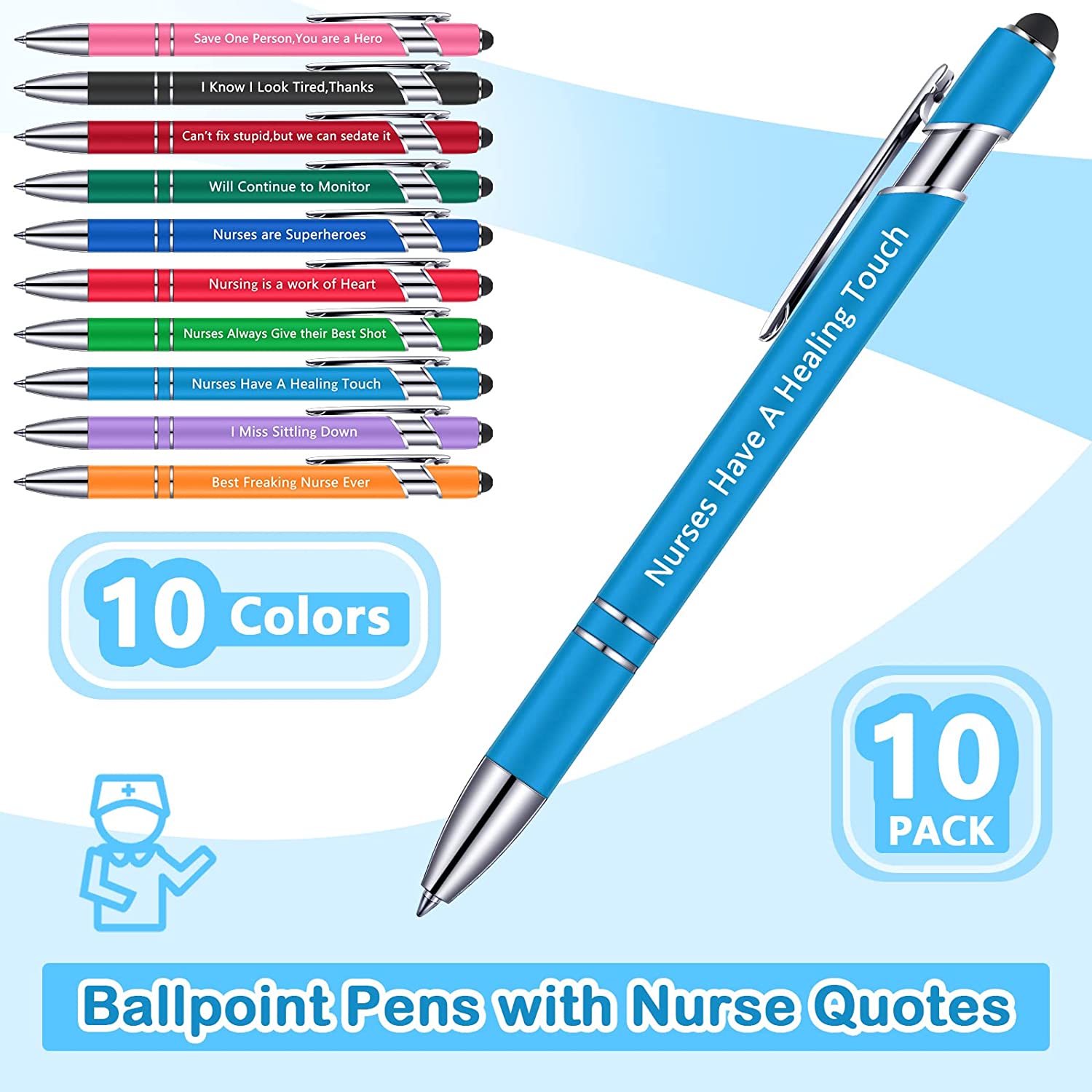 10 PCS Ballpoint Funny Pens Nurse/Doctor Verse (Black Ink)