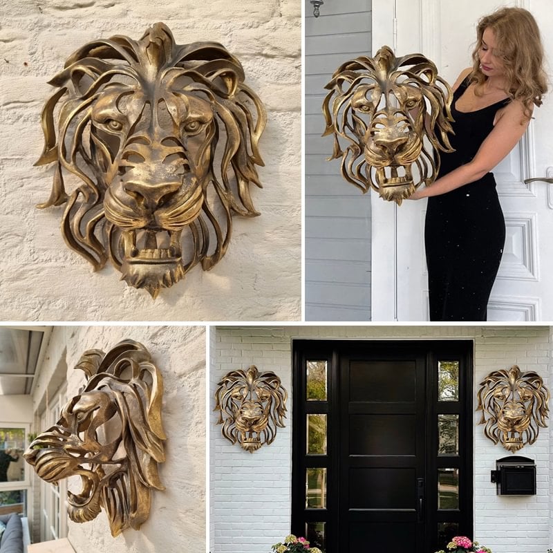 🦁Rare Find-Large Lion Head Wall Mounted Art Sculpture