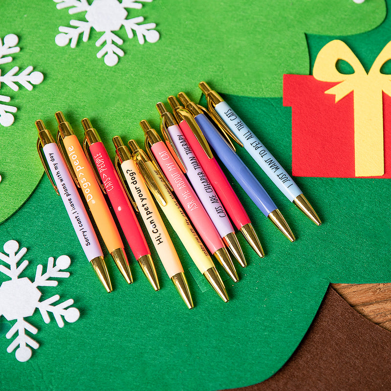 Funny Cat&Dog Lovers Ballpoint Pens (Set of 5 black ink pens.)