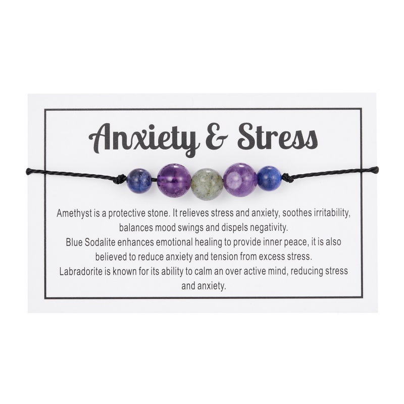Spiritual Anxiety Reiki Beads Bracelets with Meaning Card