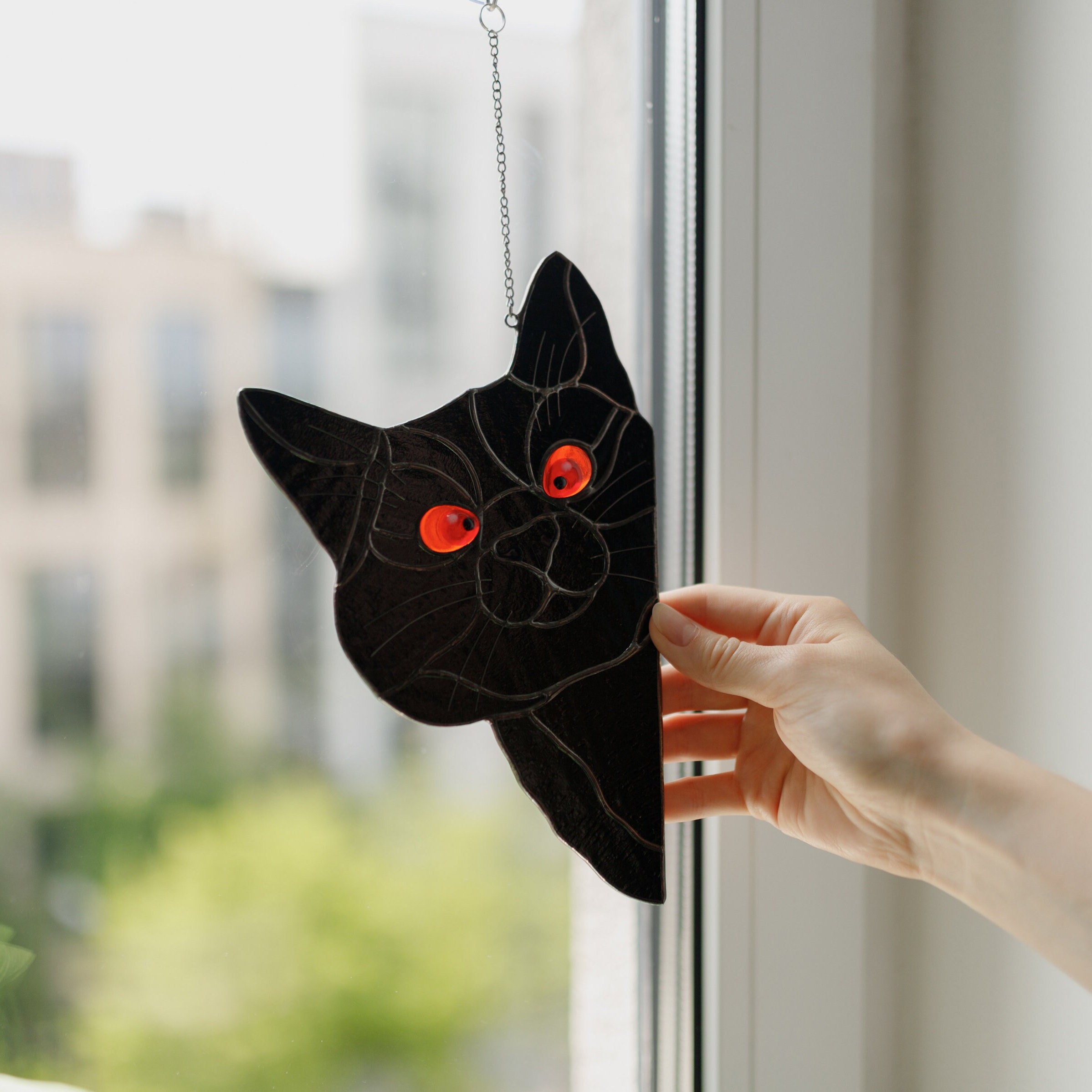😻Handmade Stain Cat Suncatcher For Window