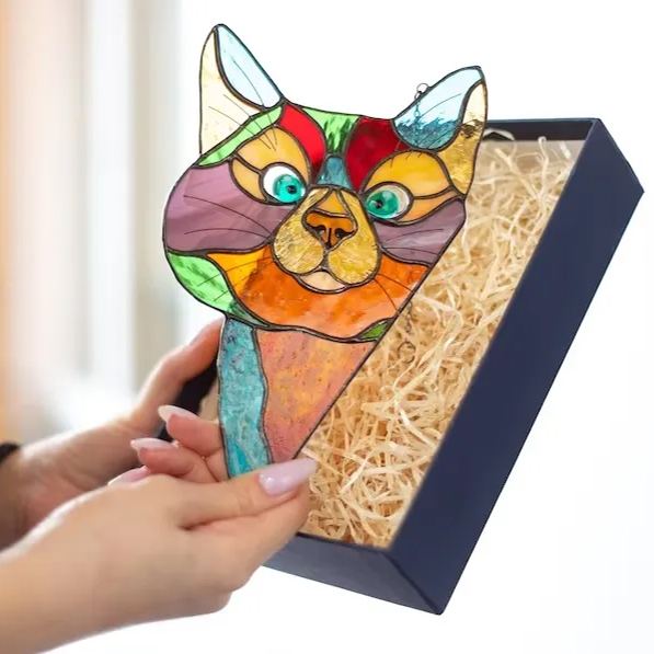 😻Handmade Stain Cat Suncatcher For Window