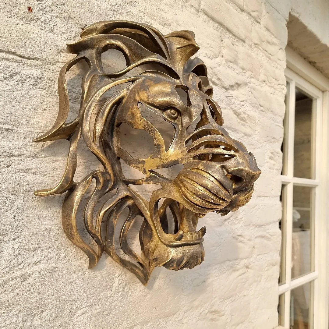 🦁Rare Find-Large Lion Head Wall Mounted Art Sculpture