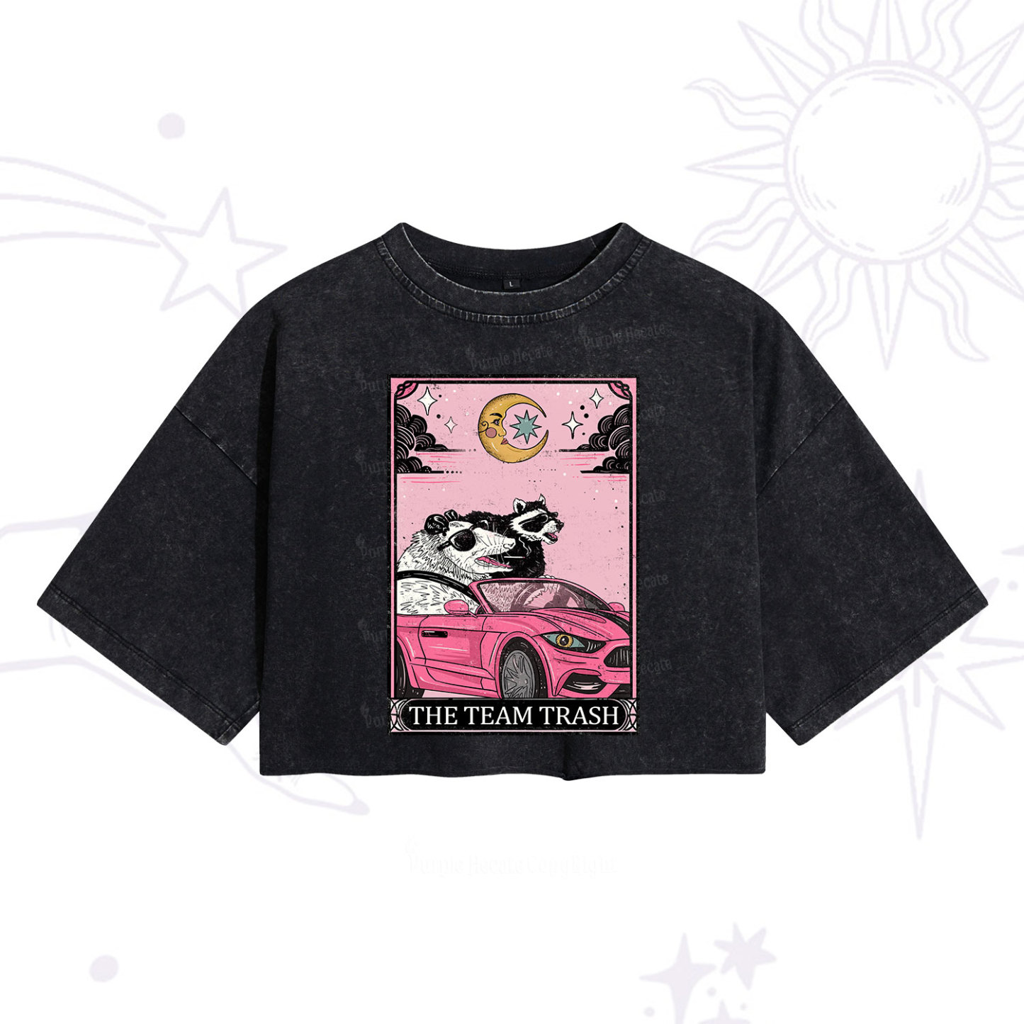 Purplehecate The Team Trash Tarot Card Washed Cropped T-Shirt