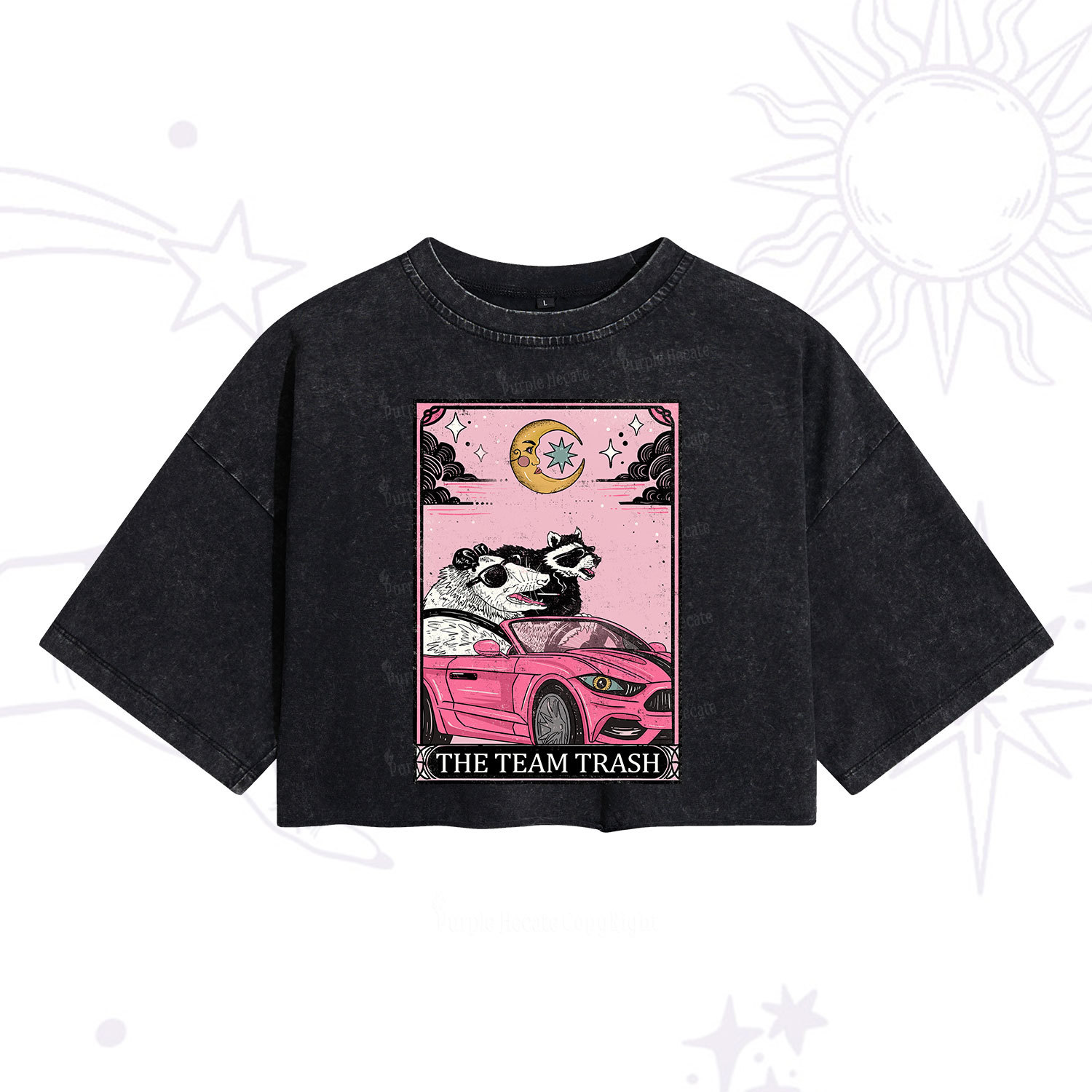 Purplehecate The Team Trash Tarot Card Washed Cropped T-Shirt