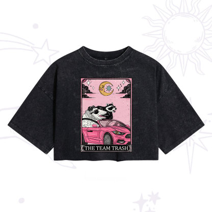 Purplehecate The Team Trash Tarot Card Washed Cropped T-Shirt