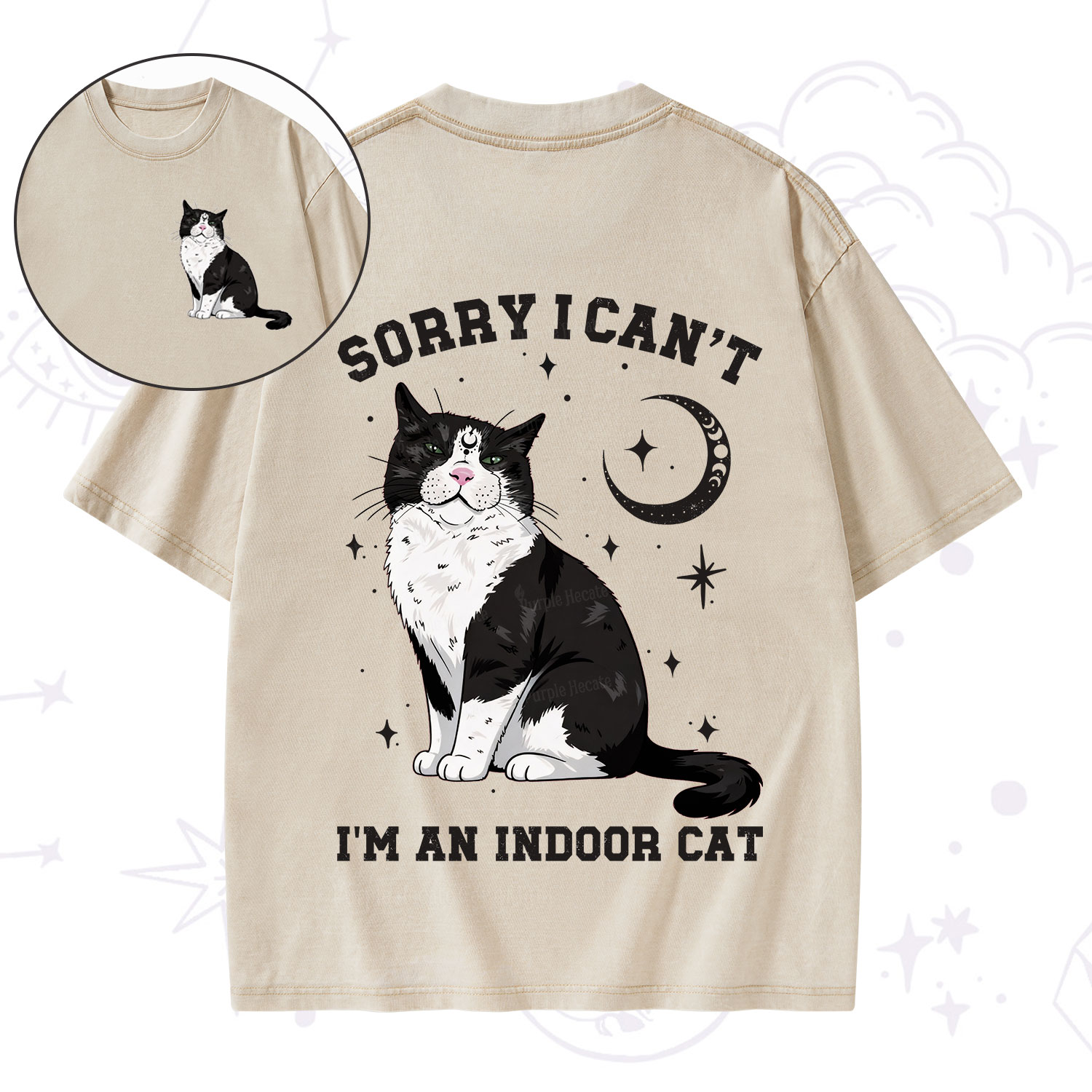 [Copy]Purplehecate First Of All I'm A Delight Cat Washed T-Shirt