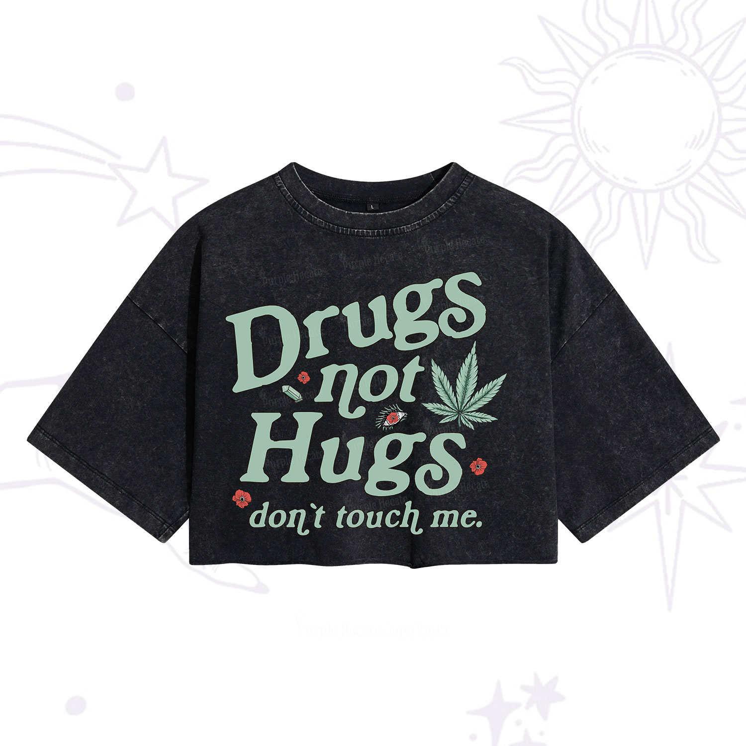 Purplehecate Sarcastic Weed Washed Cropped T-Shirt