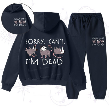 Purplehecate Funny Possum Sorry I Can't I'm Dead Fleece Hoodie Suit