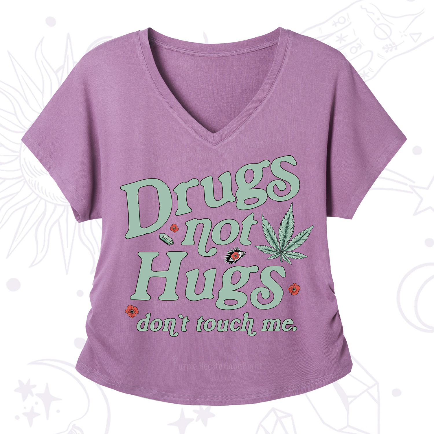 Purplehecate Sarcastic Weed V-Neck T-Shirt