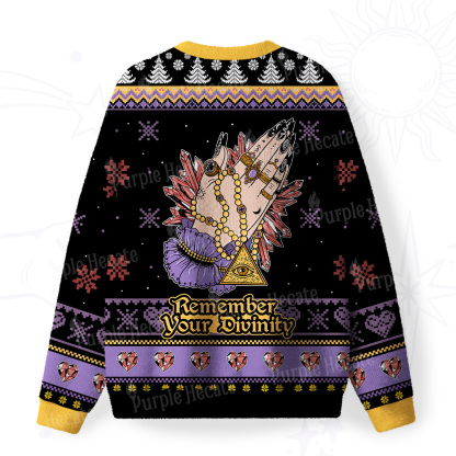 Purplehecate Remember Your Divinity Fuzzy Ugly Christmas Sweatshirt