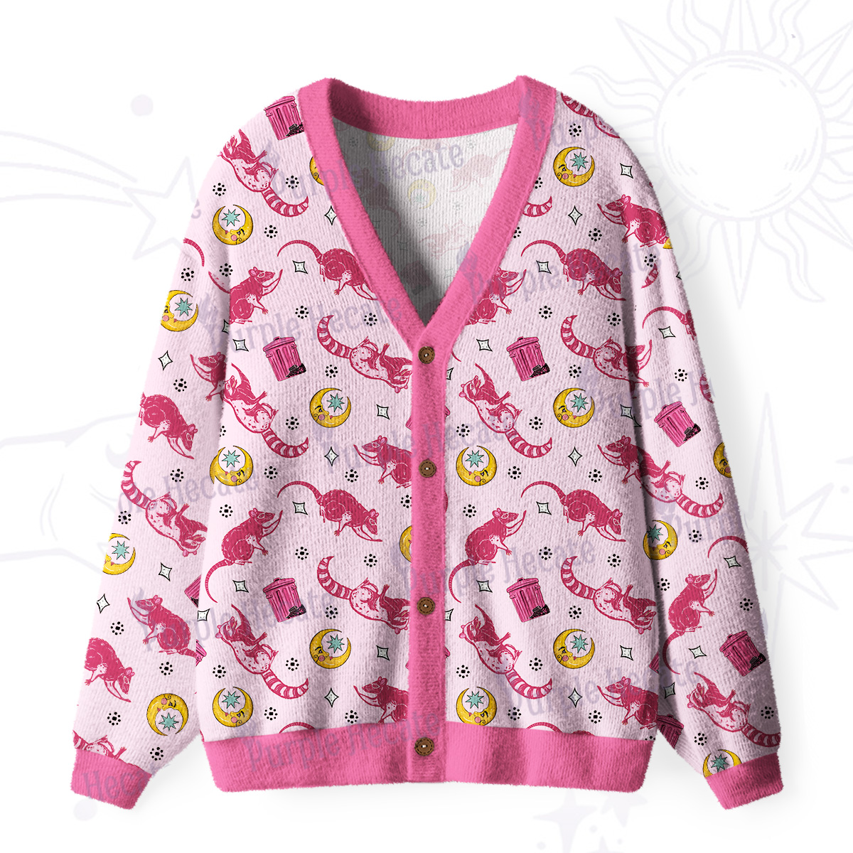 Purplehecate Midnight Raccoon Bandits Ugly Cardigan Sweaters