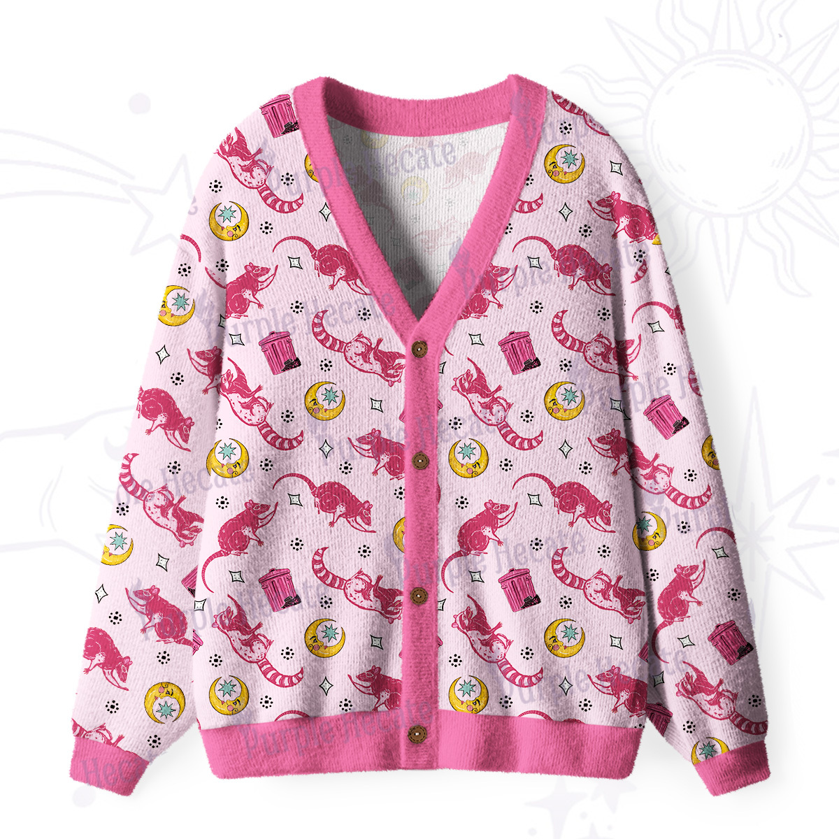 Purplehecate Midnight Raccoon Bandits Ugly Cardigan Sweaters