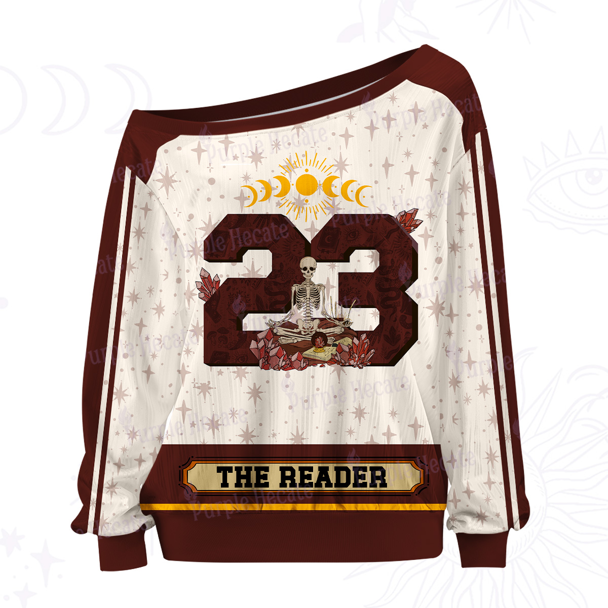 Purplehecate The Reader Guided by the Moon Off The Shoulder Graphic Jersey