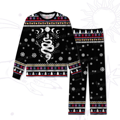 Purplehecate Snake And Moon Phase Christmas Pajamas