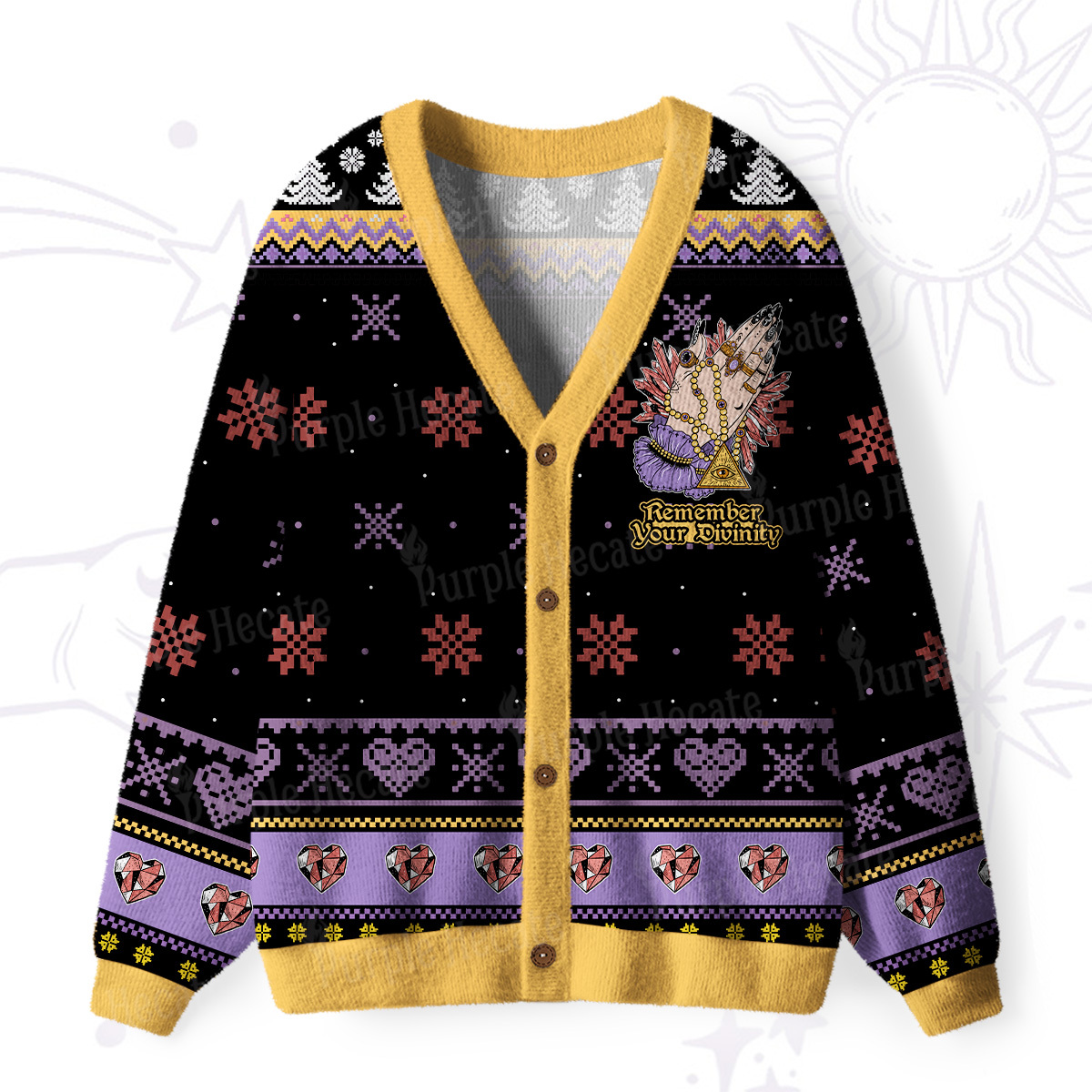 Purplehecate Remember Your Divinity Ugly Cardigan Sweaters