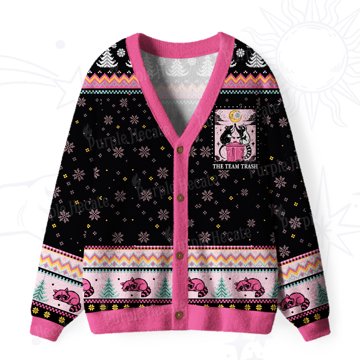 Purplehecate The Team Trash Opossum Ugly Cardigan Sweaters
