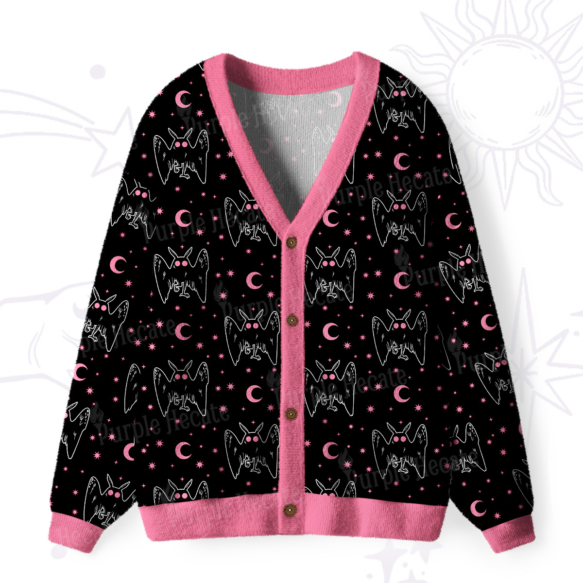PurplehecateWitchy Mothman Night Ugly Cardigan Sweaters