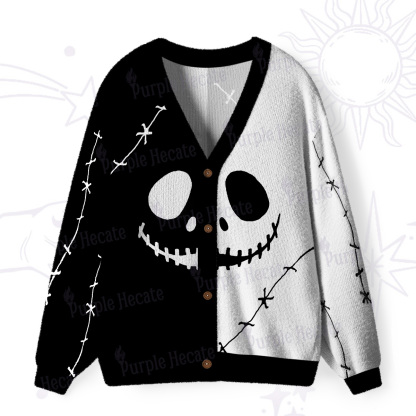 Purplehecate Nightmare Skeleton King Ugly Cardigan Sweaters