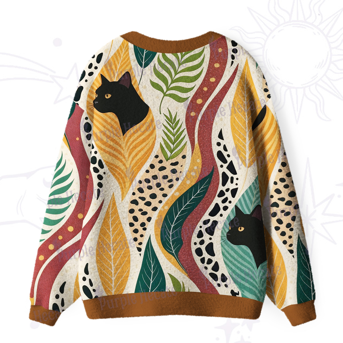 Purplehecate Mystic Forest Cat Ugly Cardigan Sweaters