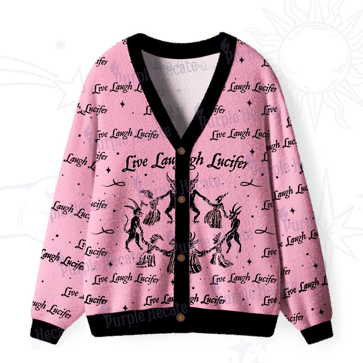 Purplehecate Live Laugh Lucifer Ugly Cardigan Sweaters