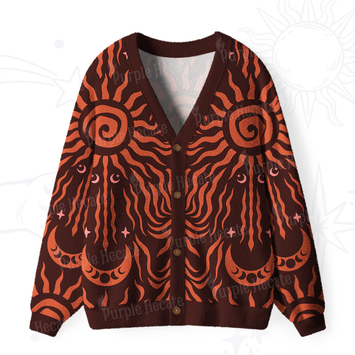 Purplehecate Solar Ritual Ugly Cardigan Sweaters