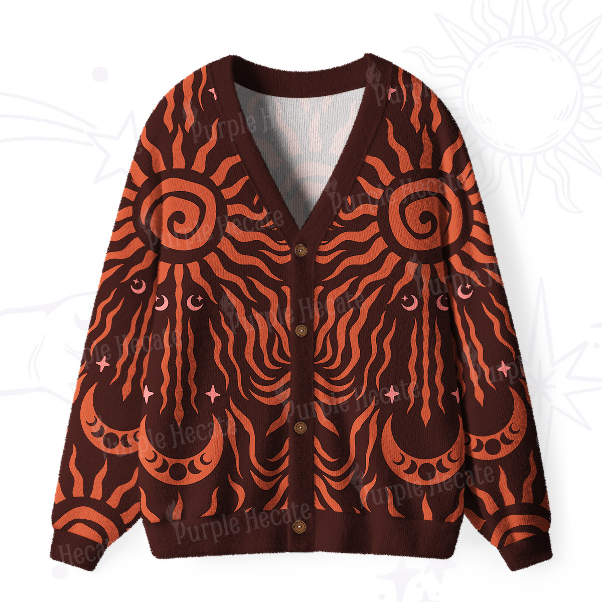 Purplehecate Solar Ritual Ugly Cardigan Sweaters