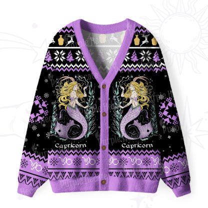 Purplehecate Capricorn Zodiac Ugly Cardigan Sweaters