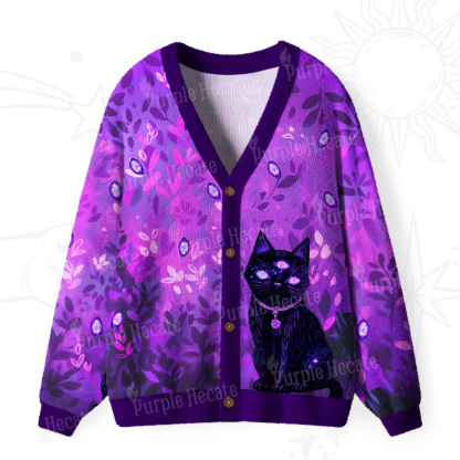 Purplehecate Mystic Third-Eye Cat Ugly Cardigan Sweaters