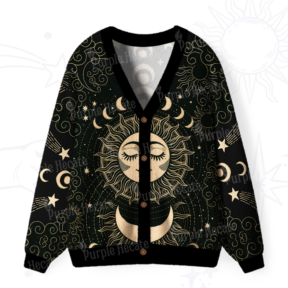Purplehecate Lunar Eclipse Ugly Cardigan Sweaters