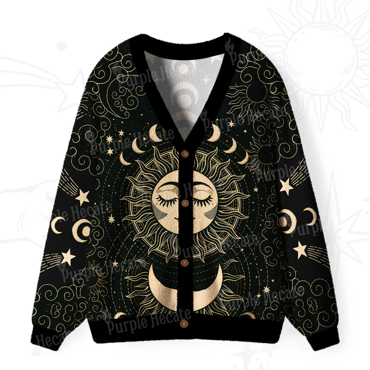 Purplehecate Lunar Eclipse Ugly Cardigan Sweaters