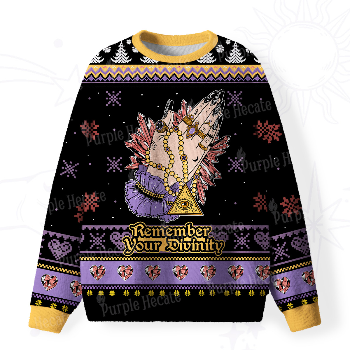 Purplehecate Remember Your Divinity Fuzzy Ugly Christmas Sweatshirt